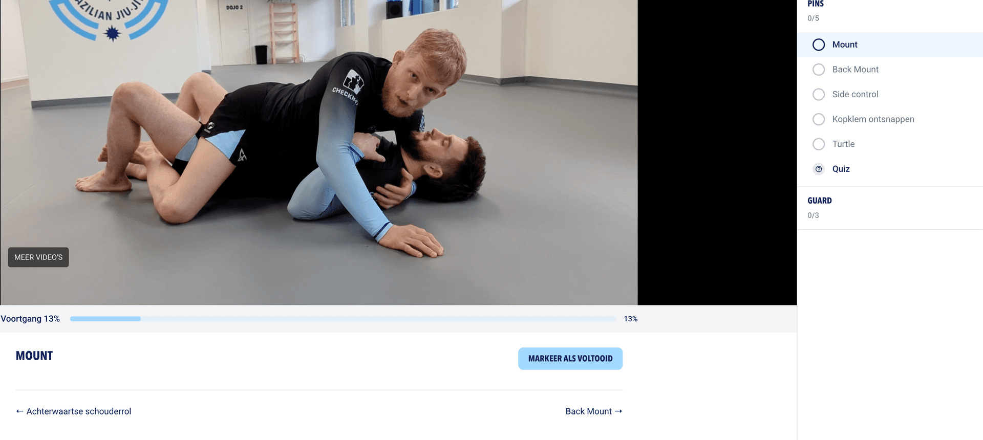 Haven BJJ Online Academy — course interface with video lessons and progress tracking
